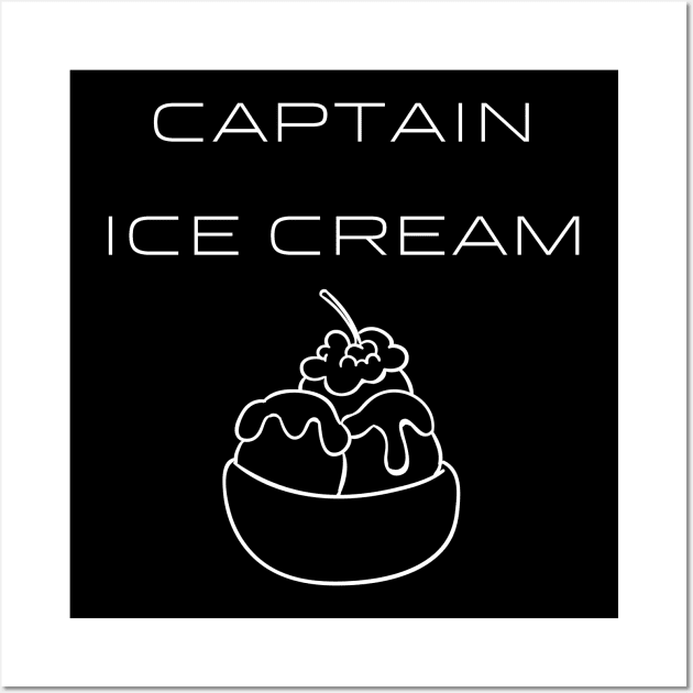 Captain Ice Cream Typography White Design Wall Art by Stylomart